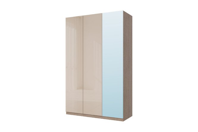 Изображение товара Шкаф 3-дверный HOFF Блокс Амика с зеркалом, дуб тёмный, размеры 149,5х236,4х59,6 см