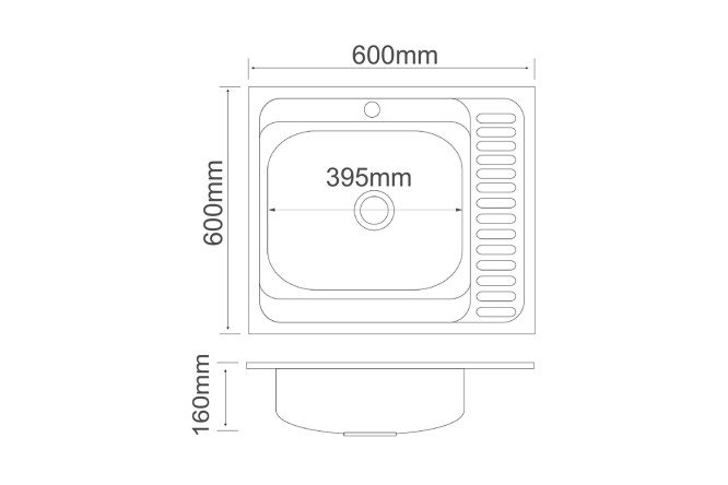 Мойка накладная РМС MG6-6060L 60х60х16 см