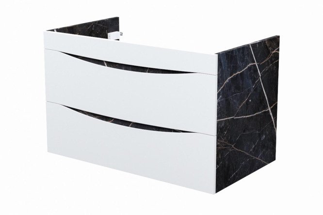Изображение товара Тумба подвесная IDDIS Cloud CLO80B0i95 80 см, цвет каркаса чёрный мрамор, фасада белый