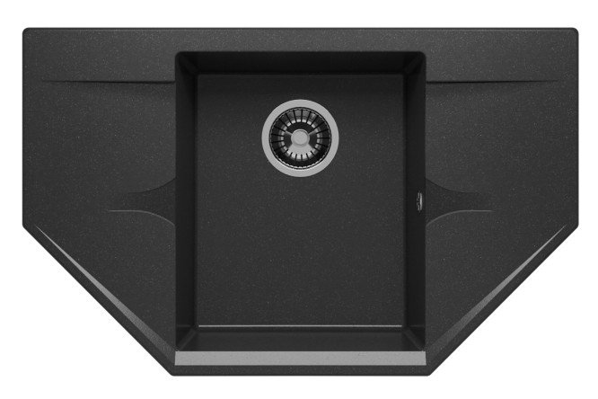 Изображение товара Мойка врезная с крылом POLYGRAN Riff 80х50x21.6 см из мрамора