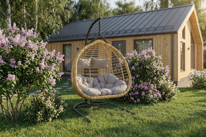 Кресло подвесное Siesta tubo цвет основания и каркаса чёрный, отделки грано