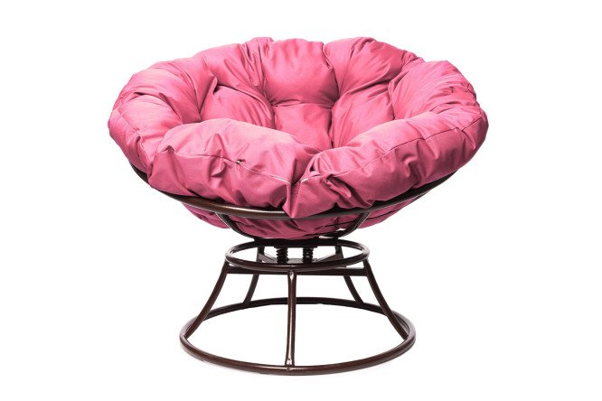 Изображение товара Кресло Папасан пружинка коричневый каркас розовые элементы Изображение товара Кресло Папасан пружинка коричневый каркас розовые элементы