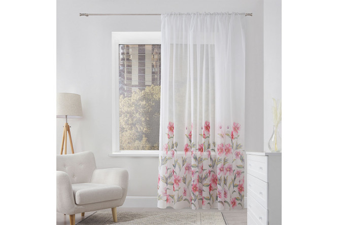 Изображение товара Тюль Agata 300х280 см, розовый, белый, зелёный, 1 шт.