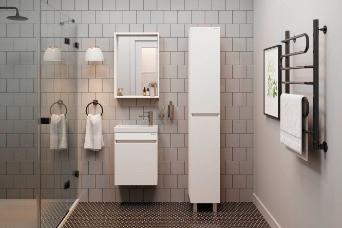 Изображение товара Ванный гарнитур Милтон 45 подвесной белого цвета для современной ванной комнаты