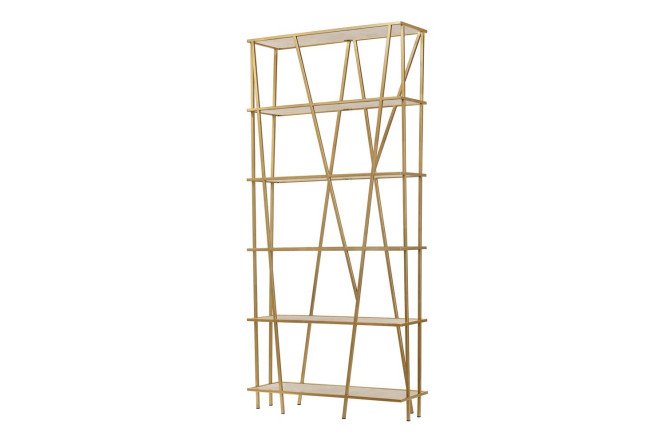 Изображение товара Стеллаж Eva 90х190х30 см металлический с керамикой в золотом и айвори цвете