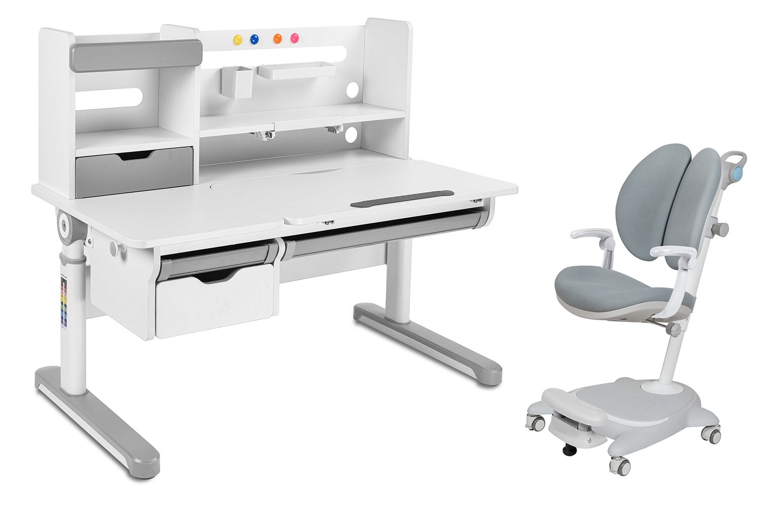 Комплект мебели парта FunDesk Pensare Grey и кресло с подлокотниками Cubby Arnica Grey