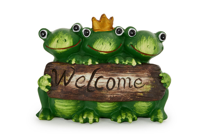Изображение товара Декоративная фигурка Лягушки с табличкой Welcome 12 см, Магнезия