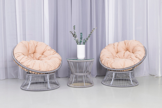 Изображение товара Набор садовой мебели Папасан Rope цвет светло-серый, бежевый