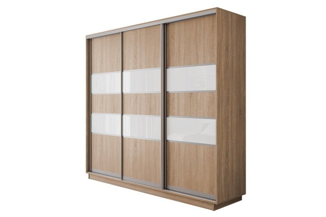 Изображение товара Трехдверный шкаф-купе Оптима 180x220 см дуб бардолино с белым стеклом