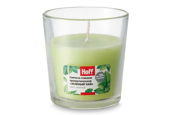 Изображение товара Свеча в стакане HOFF Зелёный чай 9.2 см