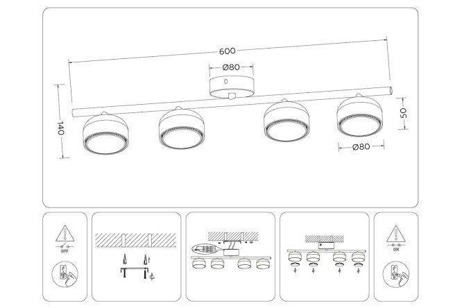 Светильник накладной AMBRELLA LIGHT Techno Spot 8x14x60 см, GX53