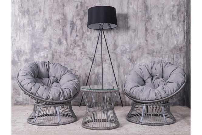 Изображение товара Набор садовой мебели Папасан Rope светло-серый 2 шт. легкий и прочный