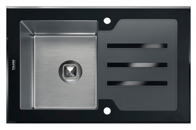 Изображение товара Мойка врезная с крылом TOLERO Ceramic Glass 78х50х21.6 см