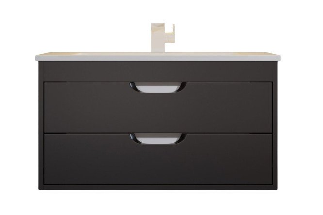 Изображение товара Тумба для ванной подвесная Modul 77 см, цвет каркаса чёрный матовый, фасада чёрный матовый