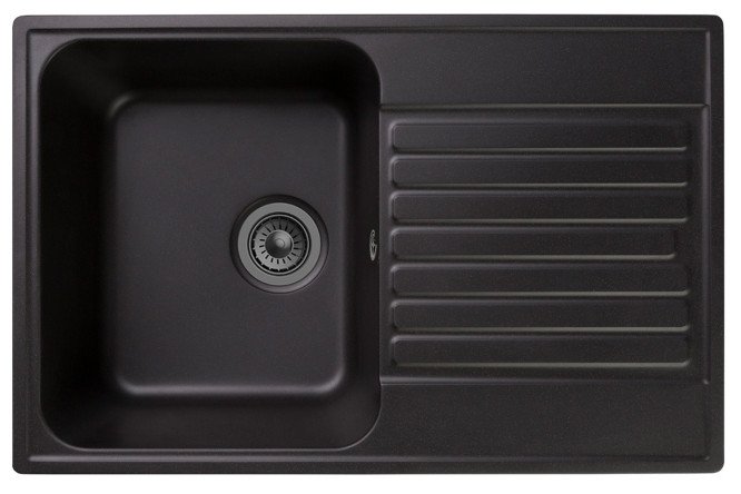 Изображение товара Врезная кухонная мойка Bolero RF0574BL из кварца с крылом 48х74х20 см