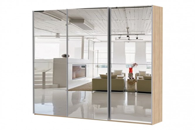 Изображение товара 3-дверный шкаф-купе Comet 240х240 см дуб Бардолино с зеркальными фасадами