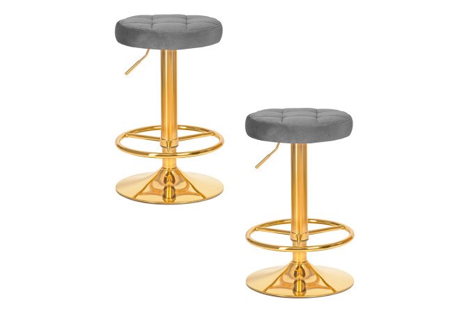 Изображение товара Набор барных табуретов DOBRIN Bruno Gold 38.5х61х38.5 см, цвет обивки серый, ножек золотой