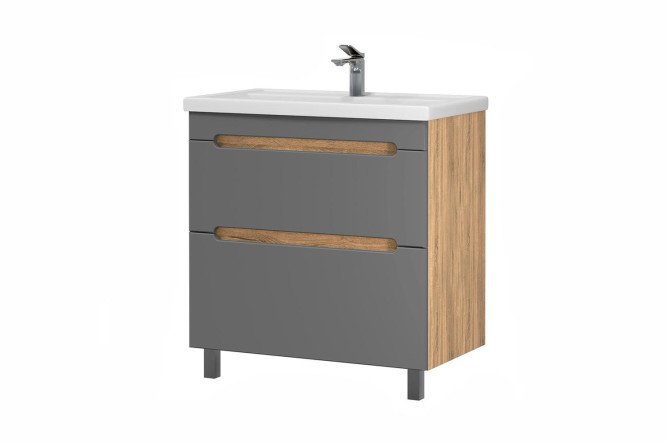 Изображение товара Тумба напольная с раковиной Sanstar Diva 70 459.1-1.4.1.РКФОС 71 см, цвет каркаса дуб вотан, фасада графит софт Изображение товара Тумба напольная с раковиной Sanstar Diva 70 459.1-1.4.1.РКФОС 71 см, цвет каркаса дуб вотан, фасада графит софт