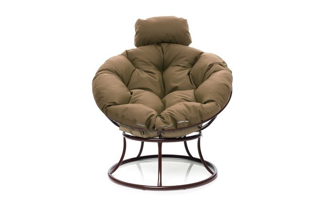 Изображение товара Кресло мини Папасан цвет каркаса коричневый, мягких элементов бежевый