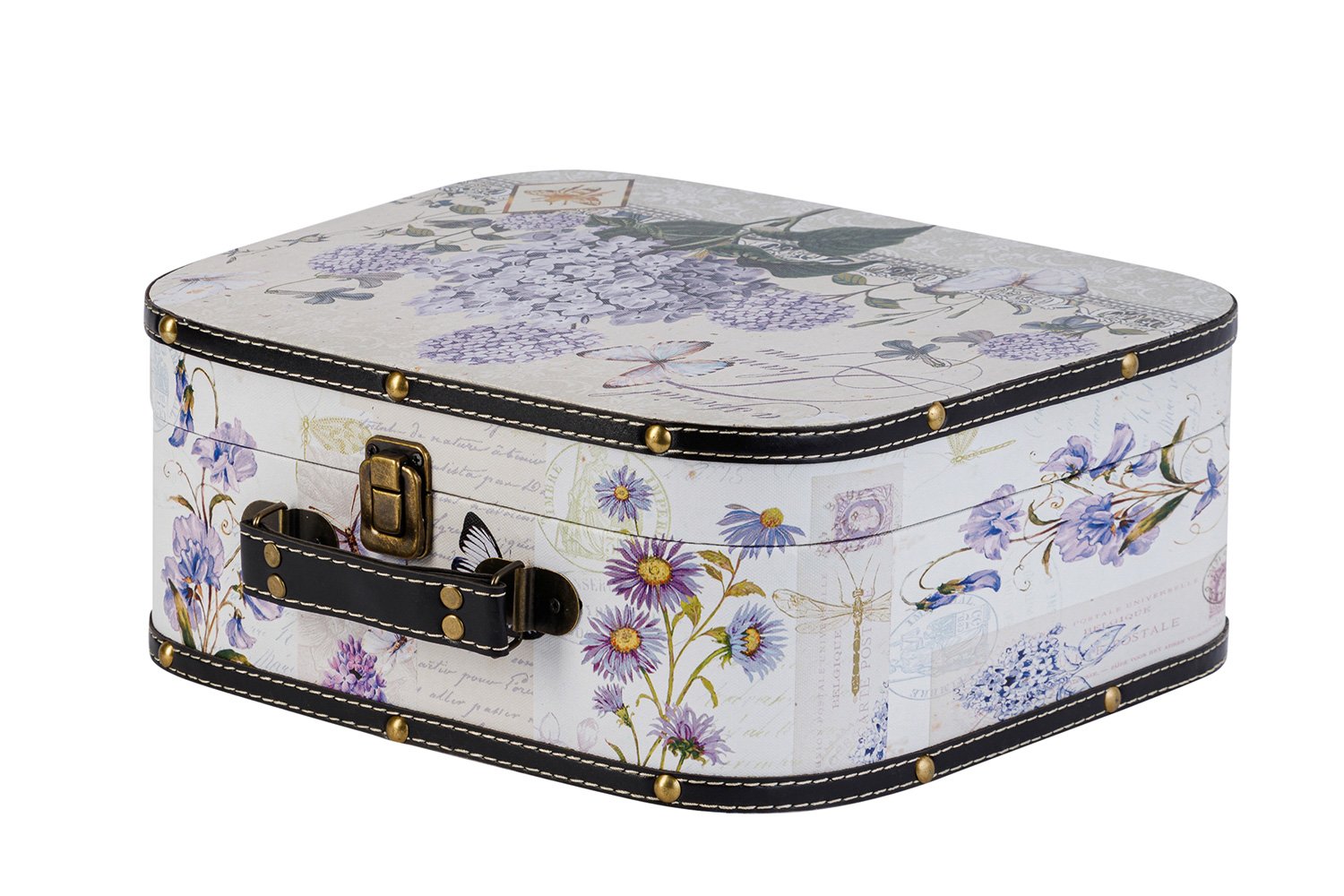 фото Декоративный чемодан для хранения голубая сирень hoff