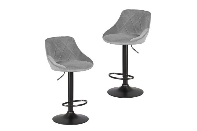 Изображение товара Комплект барных стульев DOBRIN Logan 45.5х84х48 см, цвет обивки серый, ножек чёрный