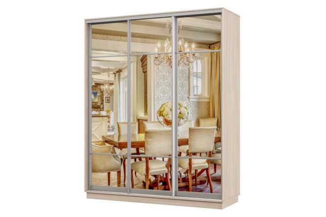 Изображение товара Шкаф-купе 3-дверный Практик 23 180х240х45 см ясень шимо светлый