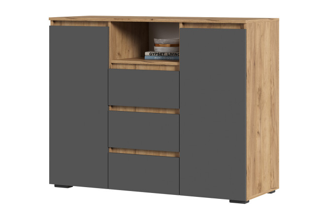 Изображение товара Комод Хелен 120x96 см серый графит дуб крафт золотой мебель для хранения