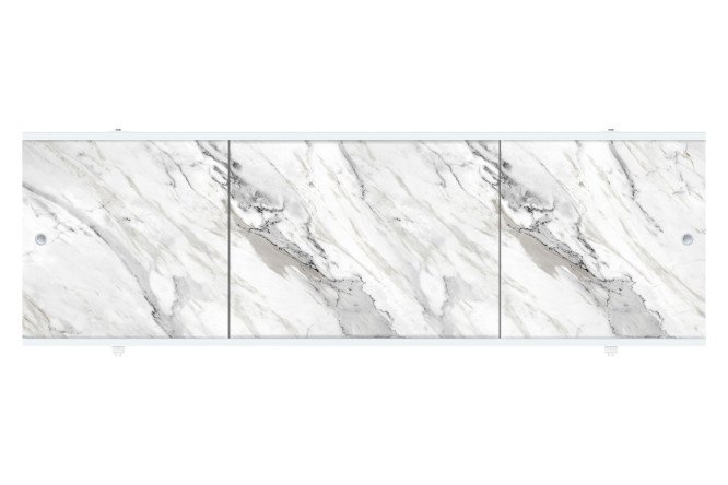 Изображение товара Раздвижной экран для ванной Premium Collection Монохром 168x56 см ПВХ алюминий