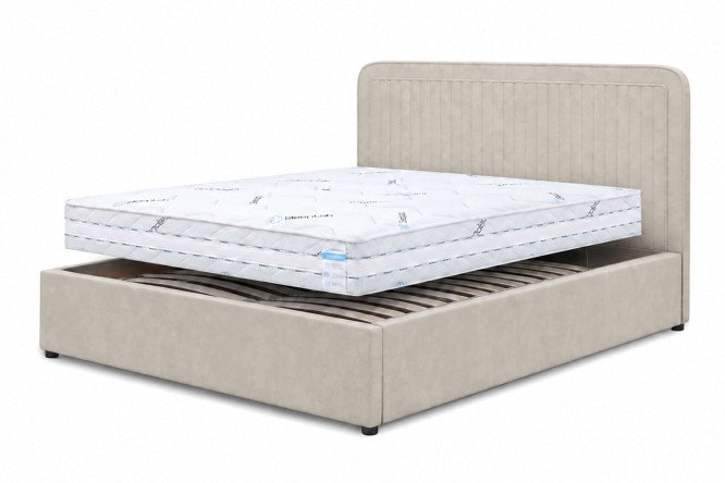 Кровать с подъёмным механизмом Флоранс в комплекте с матрасом SleepLab Relaxation, бежевая
