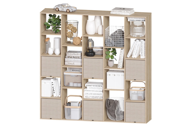 Изображение товара Стеллаж СТ 175С из ЛДСП, цвет дуб Сонома, размеры 177,8х177,6х39 см