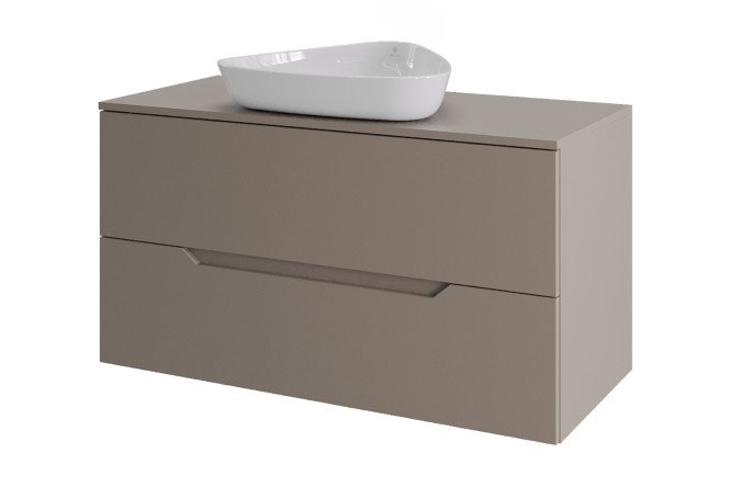 Изображение товара Подвесная тумба для ванной комнаты ORANGE Line 100 см латте с раковиной