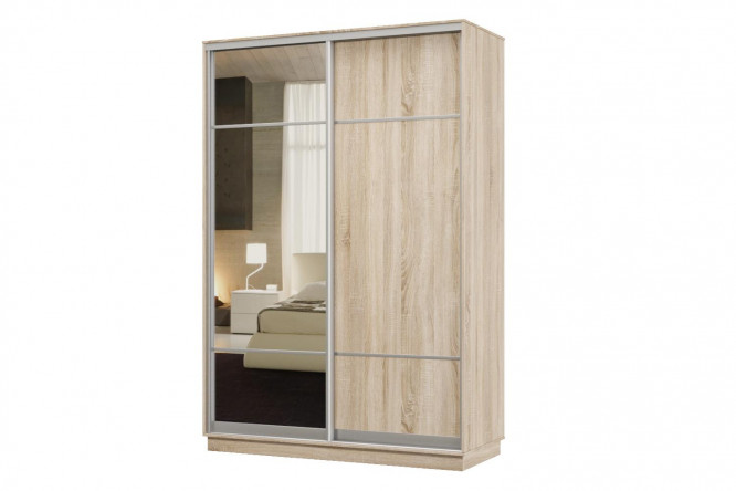 Изображение товара Двухдверный шкаф-купе Практик 12 с зеркалами и размером 150x240x60 см