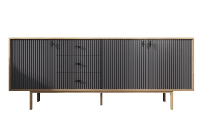 Изображение товара Комод Emerson с 3 дверками и 3 ящиками, современный дизайн, практичный хранящий мебель