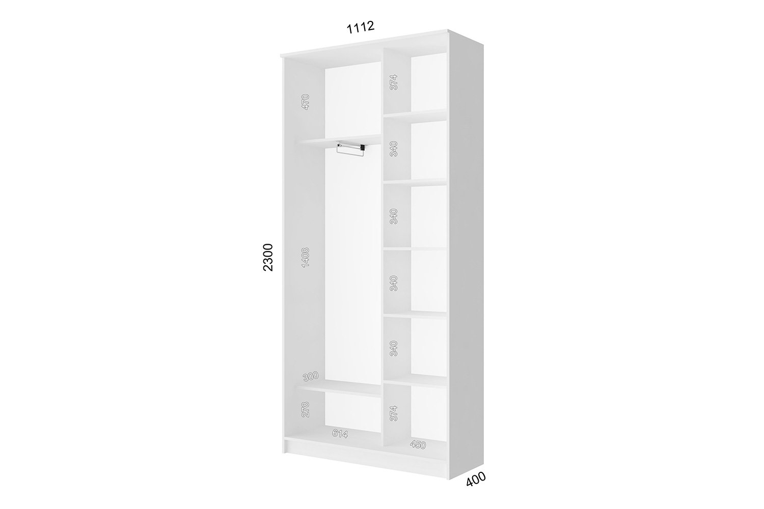 Шкаф-купе 2-дверный Loft 111,4х42 см, серый шагрень/бетон обзор