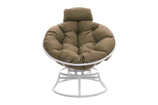 Изображение товара Кресло мини Папасан пружинка цвет каркаса белый, мягких элементов бежевый