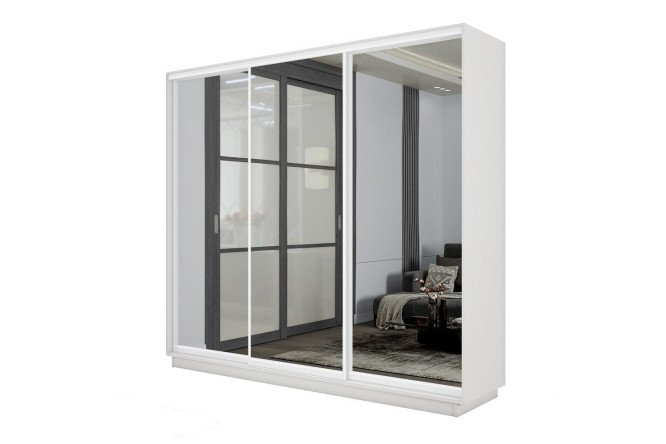 Изображение товара Шкаф-купе Slide-2 v.2 180x220x60 см 3D зеркальные двери Белый снег