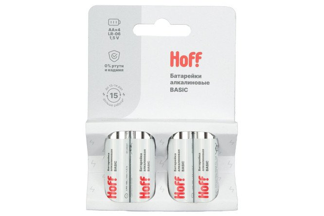 Изображение товара Батарейки алкалиновые HOFF Basic LR6-4BL AA 4 шт.