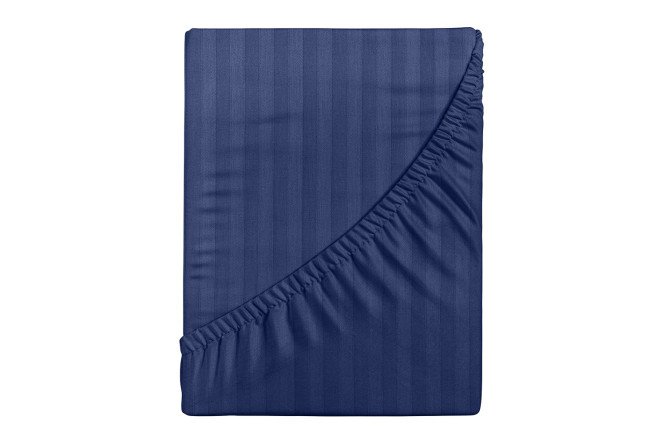 Простыня на резинке Stripe Premium Indigo Страйп-сатин 160х200 см