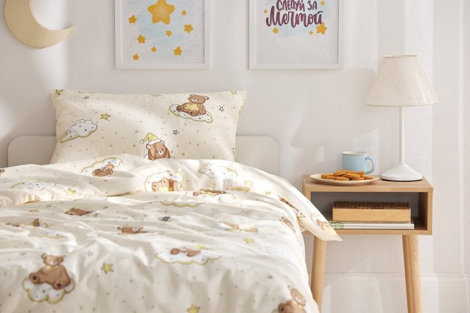 Комплект постельного белья MICASA Sleepy bear детский 145х210 см