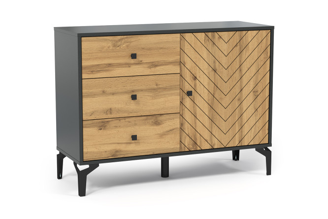 Изображение товара Комод Лофт с фасадом дуб Вотан и чёрным каркасом, размеры 103,8х77х38 см
