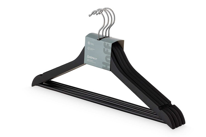 Изображение товара Набор вешалок для одежды HOFF Дафлкот 4 шт натуральное дерево