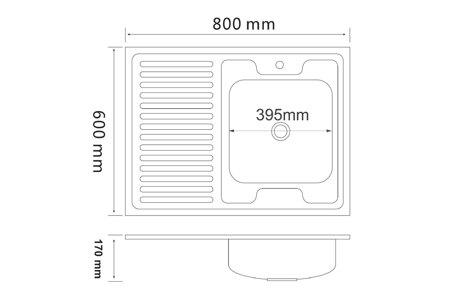 Мойка накладная РМС MG6-8060R 80х60х17 см