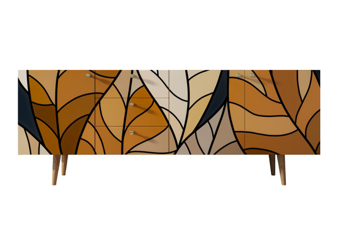 Изображение товара Комод удлинённый Berber с фасадом print_08 и коричневым каркасом