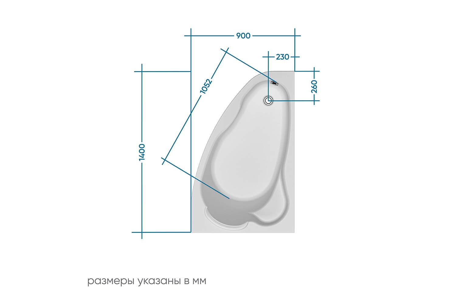 Ванна пристенная Marka One Лил (Lil) R, правый, белый 140x90 см