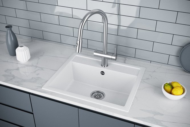 Мойка врезная KuchenSTERN Ku-Granit TOP 60 106WH10 56х50.5х19.5 см