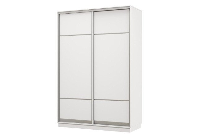 Изображение товара Двухдверный шкаф-купе Практик 150x220x45 см белый с серебряным профилем