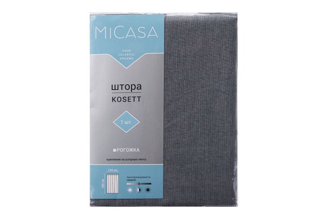 Фото 8 Штора на ленте MICASA Kosett 144х280 см, 1 шт., цвет серый