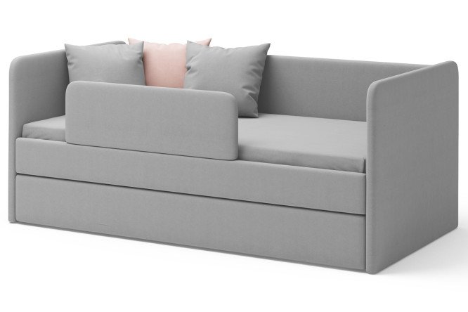 Изображение товара Кровать-тахта Jenny с матрасом и защитным бортиком 80х180 см серый пух