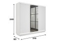 Шкаф-купе 3-дверный Slide-2 v.2 210х240х60 см, белый снег/белый профиль, с одним зеркалом