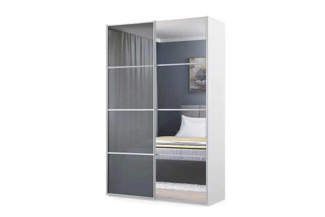 Изображение товара Шкаф-купе Оскар Ультра 150x236x58 см белый серый графит зеркало